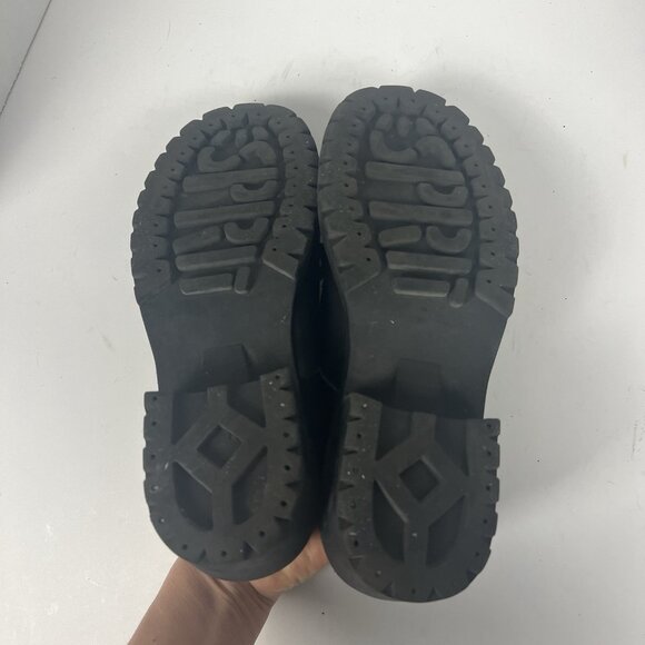 ESprit 7.5 Black Lace Up Oxford Chunky Shoes 90s Y2K Leather School Girl CLAY - Picture 8 of 10